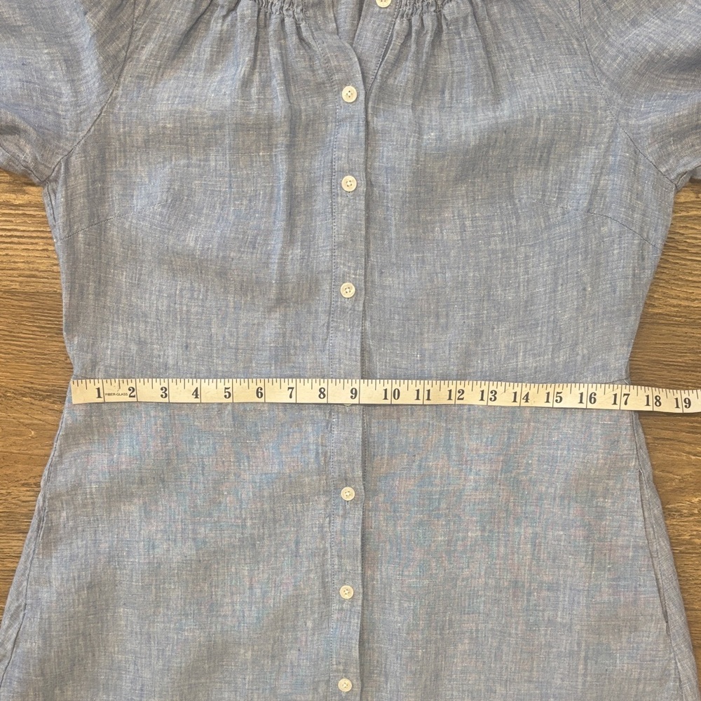 Boden Light Blue Linen Button-Front Midi Dress - Picture 11 of 15